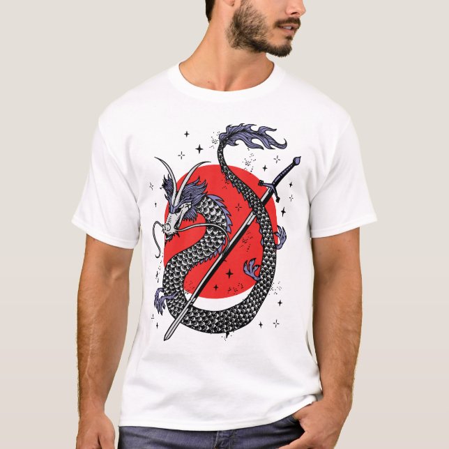 Dragon's Defiance: A Majestic Chinese Artwork T-Shirt (Front)