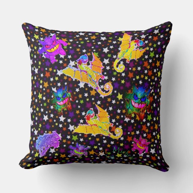 Dragons et monstres avec Micheals Coussin d'art (Recto)