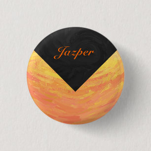 Dragons Eye Orange and Black Monogram 1 Inch Round Button