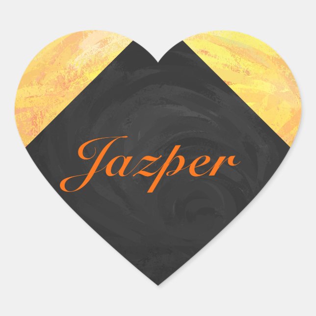Dragons Eye Orange and Black Monogram Heart Sticker (Front)