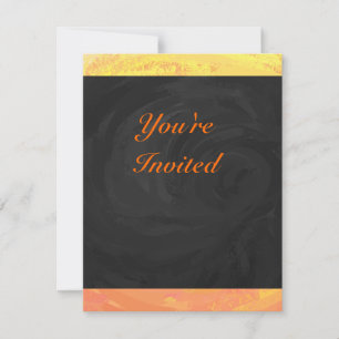 Dragons Eye Orange and Black Monogram Invitation