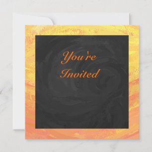 Dragons Eye Orange and Black Monogram Invitation