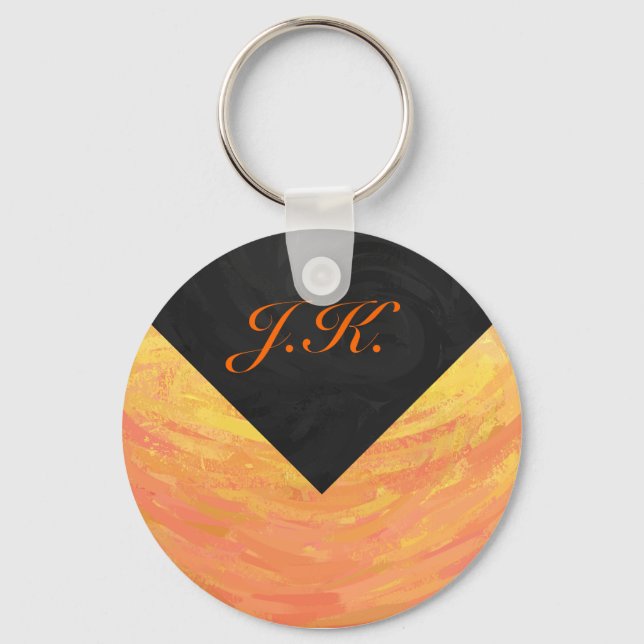 Dragons Eye Orange and Black Monogram Keychain (Front)