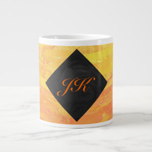 Dragons Eye Orange and Black Monogram Large Coffee Mug