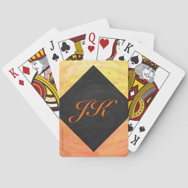 Dragons Eye Orange and Black Monogram Playing Cards (Back)