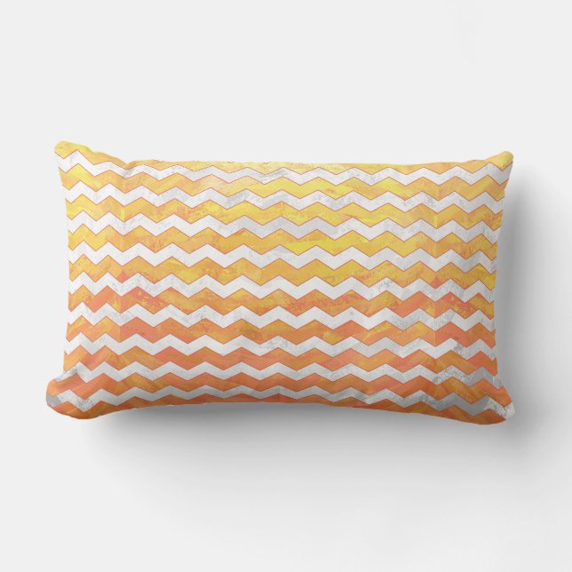 Dragons Eye Orange Chevron Pattern Lumbar Pillow (Front)