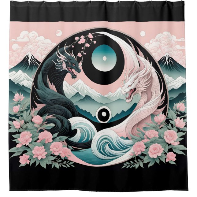 Dragons Floral Mountain Pink Sage Teal (Front)
