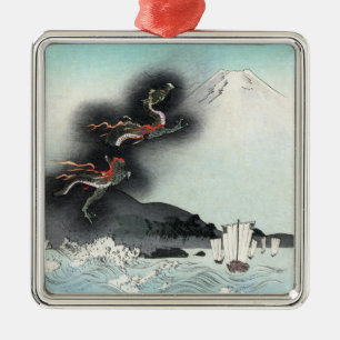 Dragon's Fury Sea Battle for Mount Fuji, Japan Metal Ornament