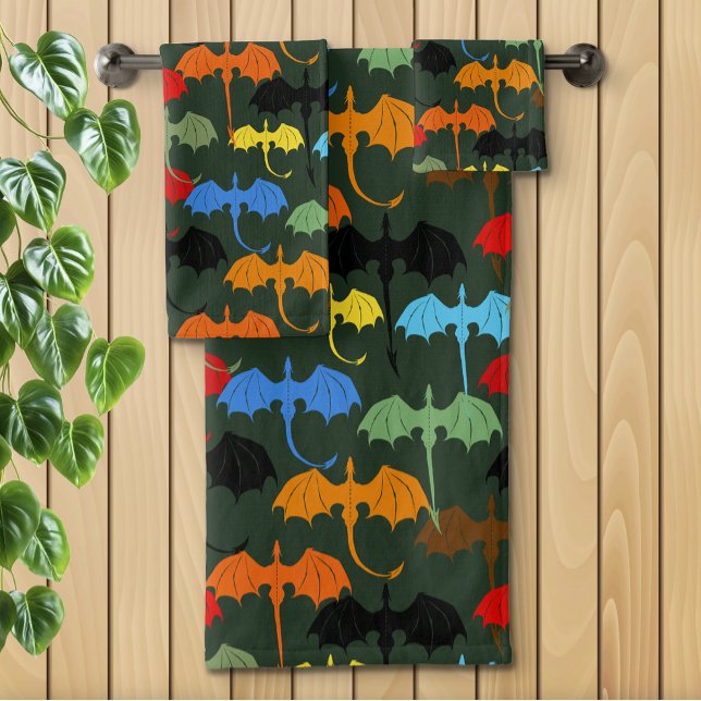 Dragons Green Flight Fantasy Bath Towel Set (Creator Uploaded)