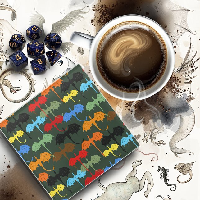  Dragons Green Flight Fantasy Glass Coaster (Creator Uploaded)