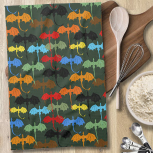 Dragons Green Flight Fantasy Kitchen Towel