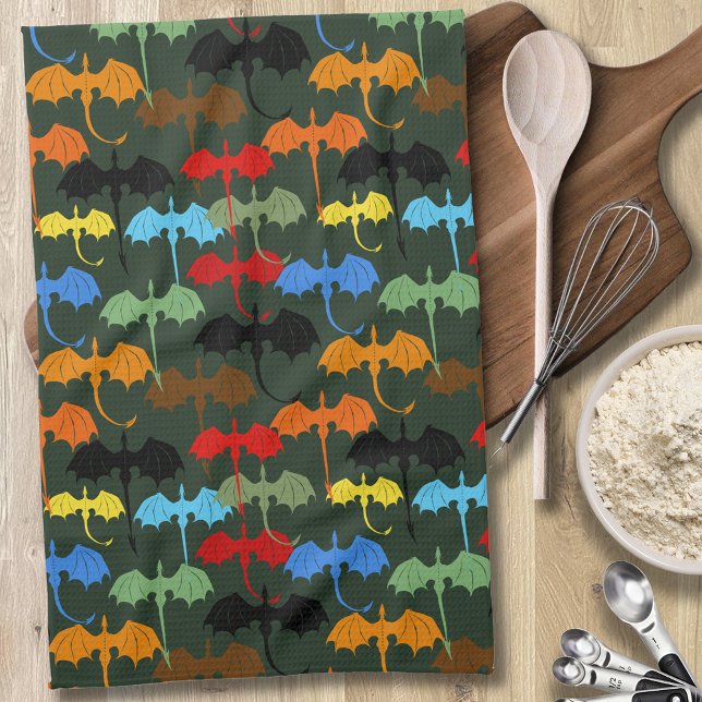 Dragons Green Flight Fantasy Kitchen Towel (Creator Uploaded)
