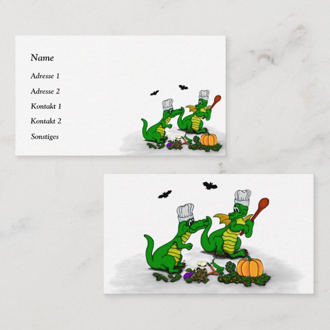 Dragons - Happy Halloween ! Today I will cook Business Card (Front/Back)