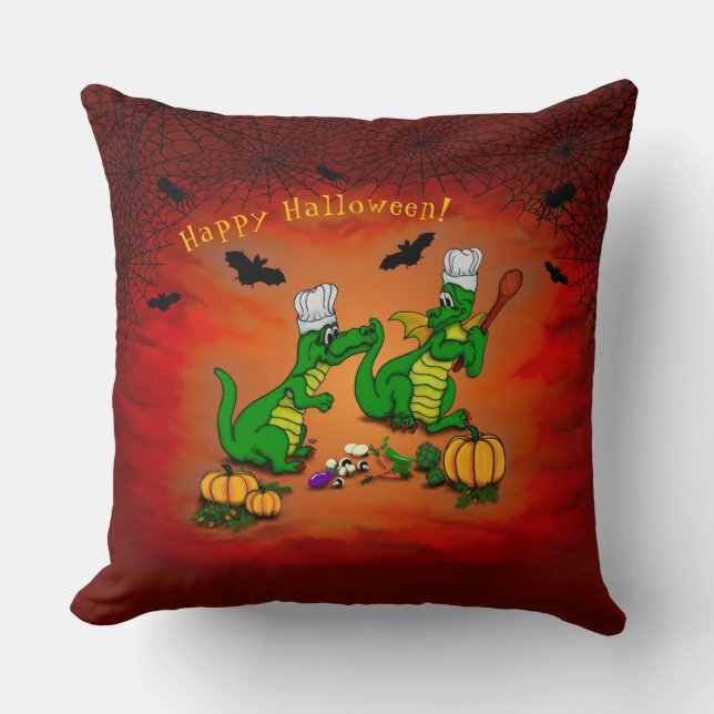 Dragons - Happy Halloween ! Today I will cook Throw Pillow (Front)