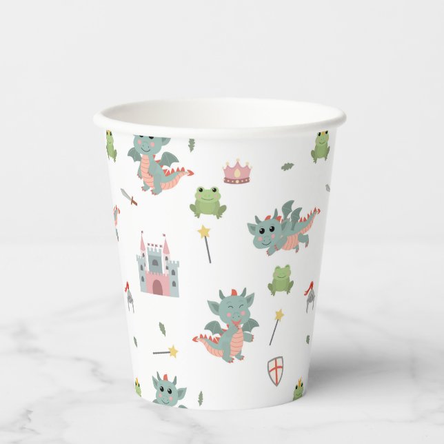 Dragons Knights Fairytale Medieval Castle Paper Cups (Front)