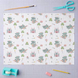 Dragons Knights Fairytale Medieval Castle Tissue Paper