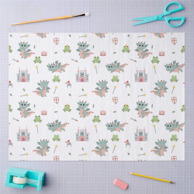 Dragons Knights Fairytale Medieval Castle Tissue Paper (Craft)