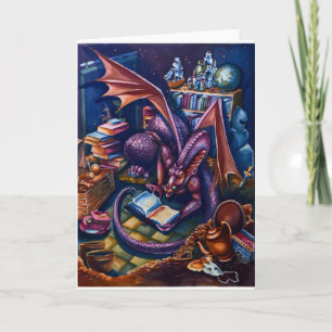 Dragon's Library, greeting card