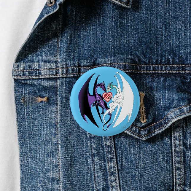 Dragons Love Heart Blue 1 Inch Round Button (Creator Uploaded)