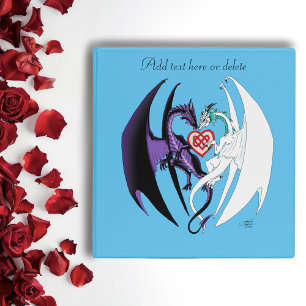 Dragons Love Heart Blue Binder