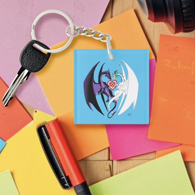 Dragons Love Heart Blue Keychain (Creator Uploaded)