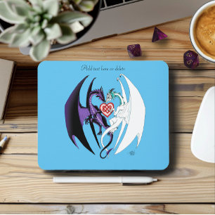 Dragons Love Heart Blue Mouse Pad