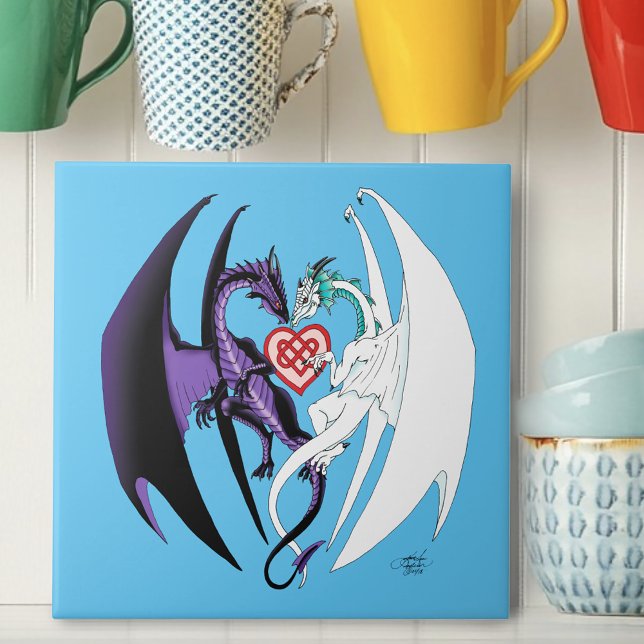 Dragons Love Heart Blue Tile (Creator Uploaded)
