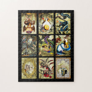 Dragons Maiden Knights Fantasy fairytale Art  Jigsaw Puzzle
