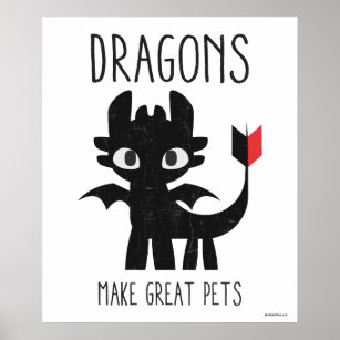 "Dragons Make Great Pets" Toothless Graphic Poster