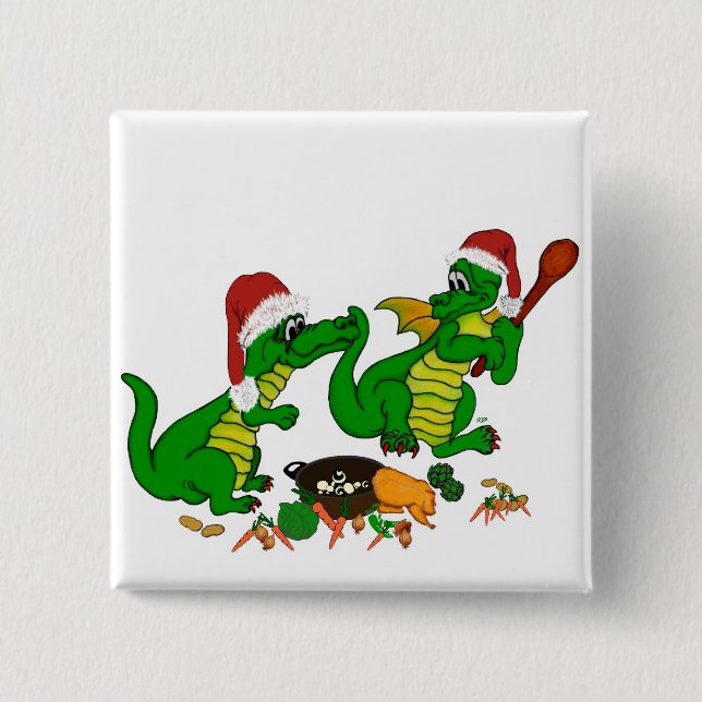 Dragons - Merry Christmas ! - today I will cook 2 Inch Square Button (Front)