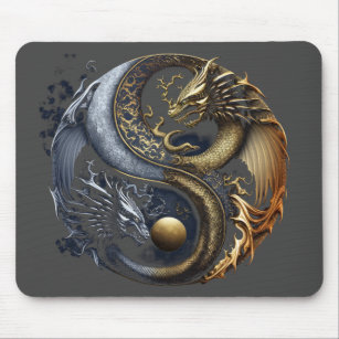 Dragons' Metal Yin-Yang Mousepad
