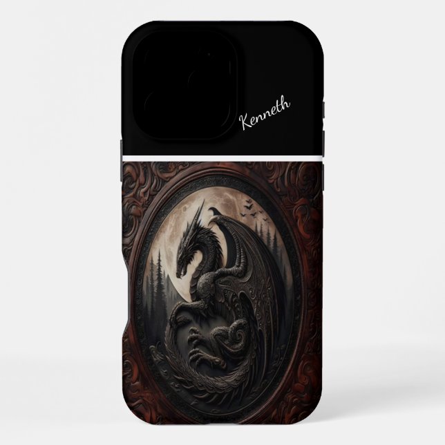 Dragon's Moonlit Vigil iPhone Case (Back)