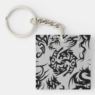 Dragons noirs motif contour.b Gray BG