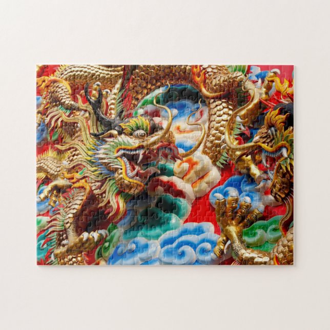 Dragons on temple in Bangkok Jigsaw Puzzle (Horizontal)