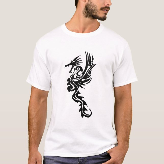 Dragons own the Skies - Black Dragon Silhouette T-Shirt (Front)