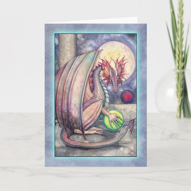 Dragon's Perch Fantasy Art Greeting Card (Front)