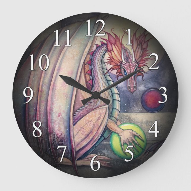 Dragon's Perch Fantasy Art Wall Clock (Front)