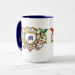 Dragons Rococo Cartouche Name & Monogram Mug
