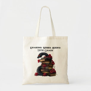 Dragons Roses Books Tote Bag