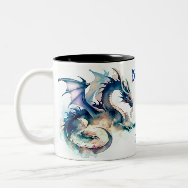 Dragons rule fun Two-Tone coffee mug (Left)