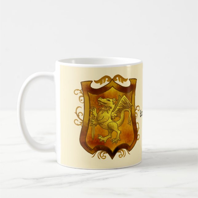 Dragons Shield Family Crest Surnom mug (Gauche)