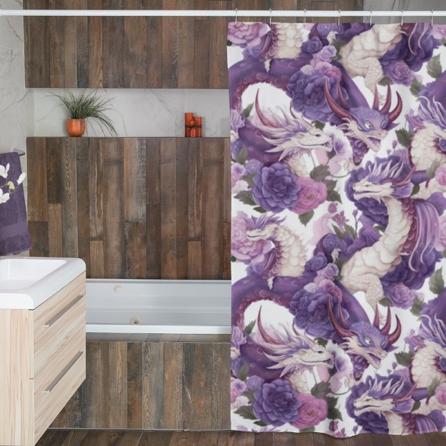 Dragons violets et blancs et rideau de douche Rose (Créateur téléchargé)
