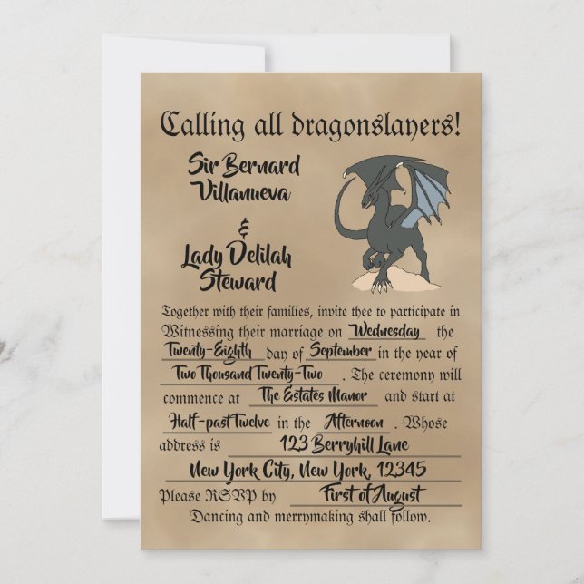 Dragonslayer Scroll Invitation (Front)