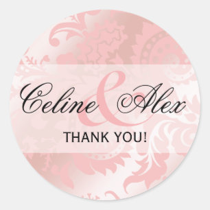 Dragontail Paisley Metallic Favour pink Classic Round Sticker