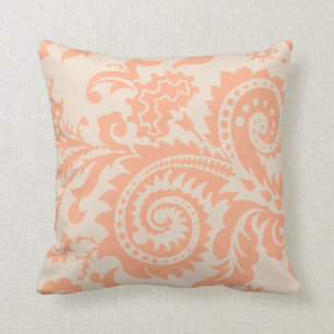 Dragontail Paisley   peach Throw Pillow