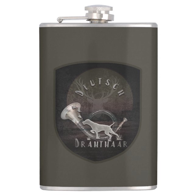 Drahthaar T-Shirt Trucker Hat Keychain Coffee Mug Hip Flask (Front)