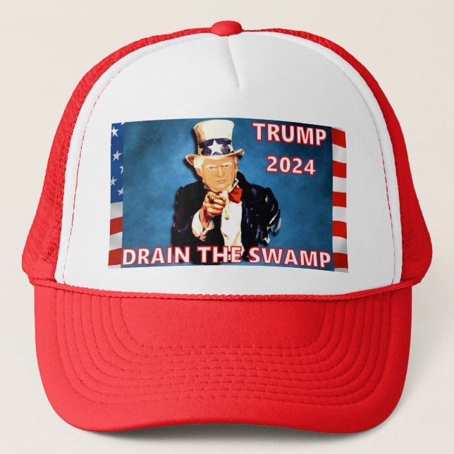 Drain The Swamp Donald Trump 2024 Hat (Front)