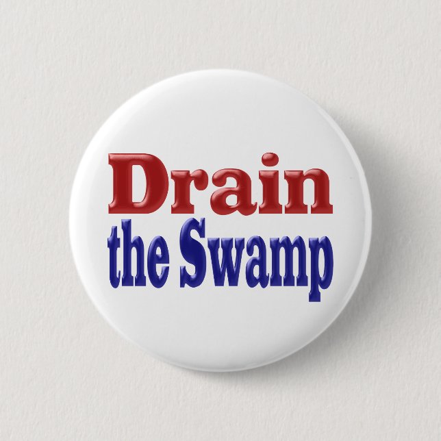 Drain the Swamp red blue text 2 Inch Round Button (Front)