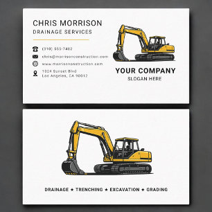 Drainage Services Excavation Excavator Business Card