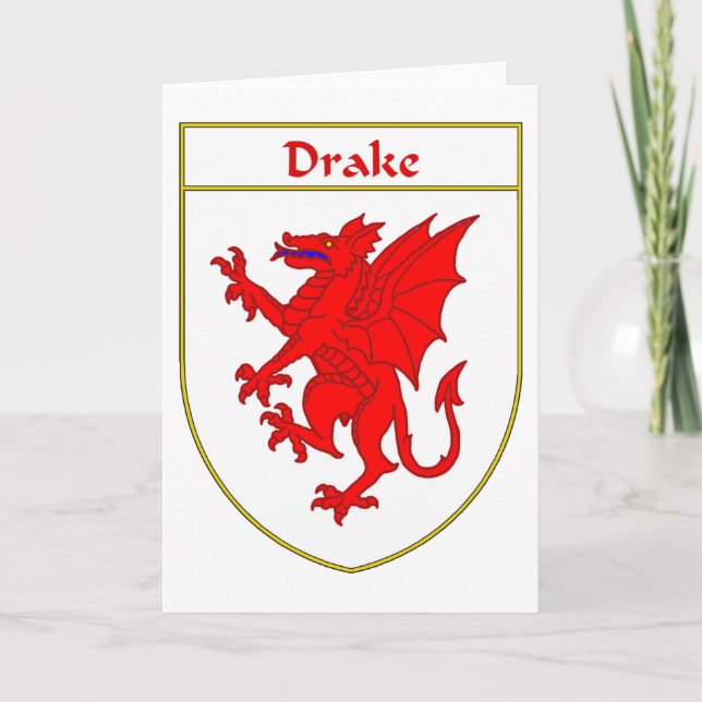 Drake Coat of Arms/Family Crest Holiday Card (Front)